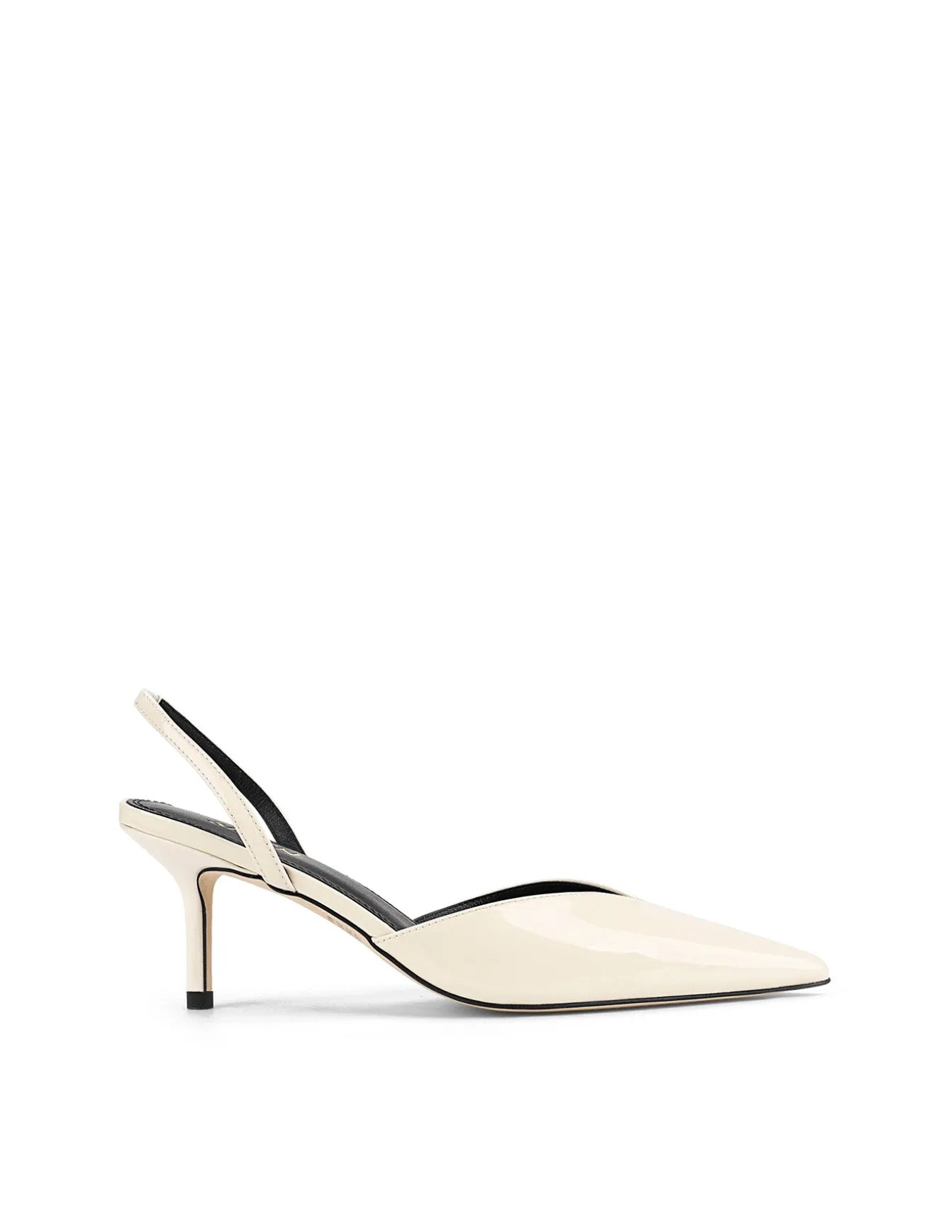 Yoco Slingback Kitten Heels - Chalk White Patent Leather sold by Siren Shoes