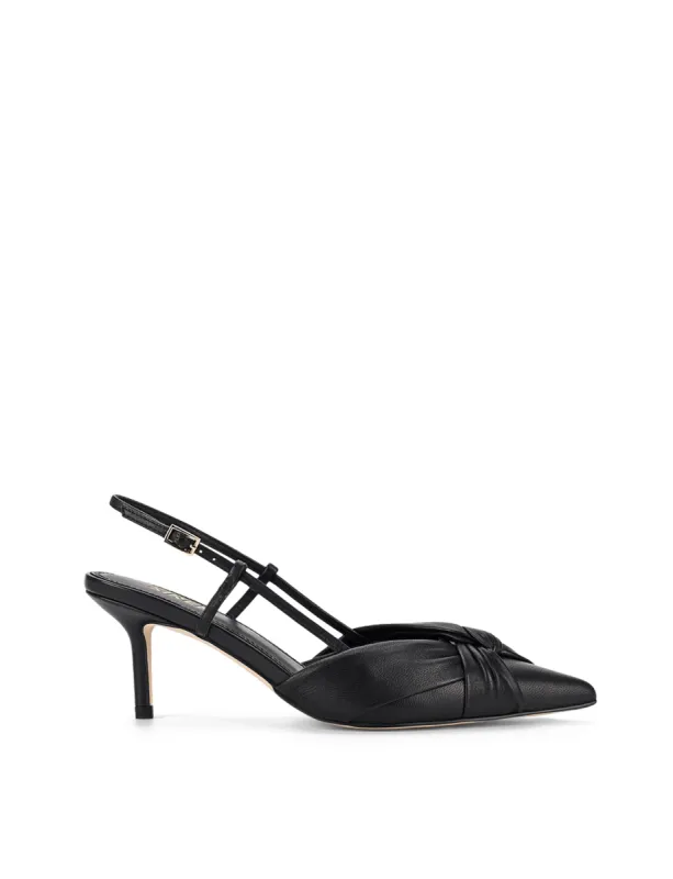 Yonder Slingback Kitten Heels - Black Leather sold by Siren Shoes