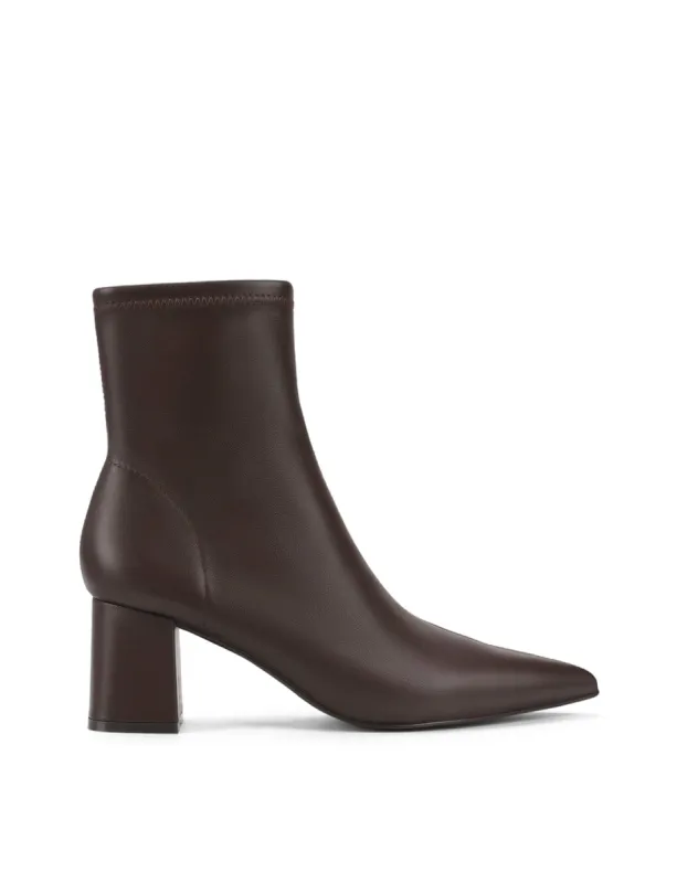 Yanet Ankle Boots - Chocolate Brown Stretch Leather sold by Siren Shoes