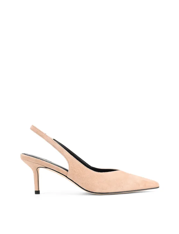 Yory Slingback Kitten Heels - Almond Tan Suede sold by Siren Shoes