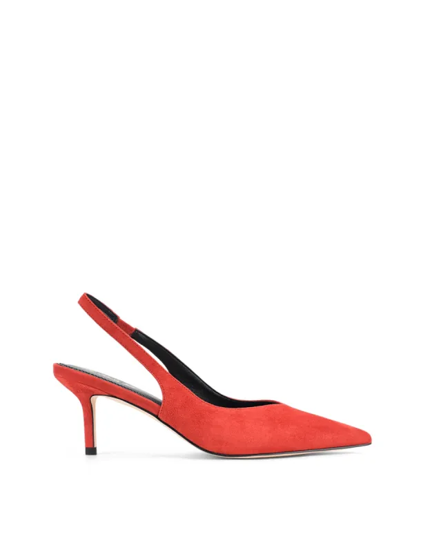 Yory Slingback Kitten Heels - Red Suede sold by Siren Shoes