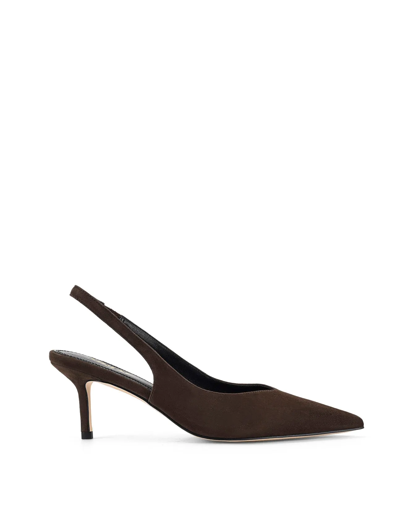 Yory Slingback Kitten Heels - Chocolate Brown Suede sold by Siren Shoes