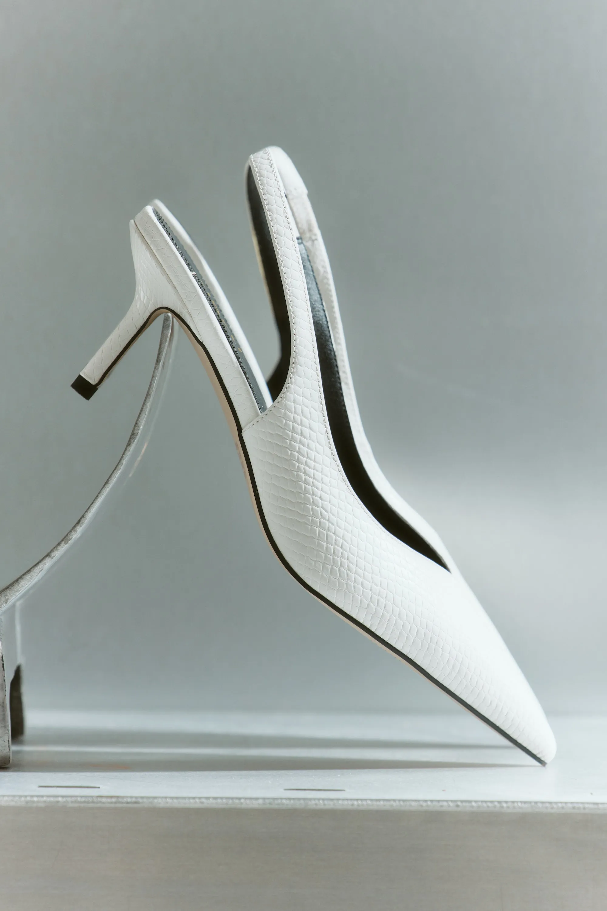 Yory Slingback Kitten Heels - Chalk White Snake Leather sold by Siren Shoes product image thumbnail 2