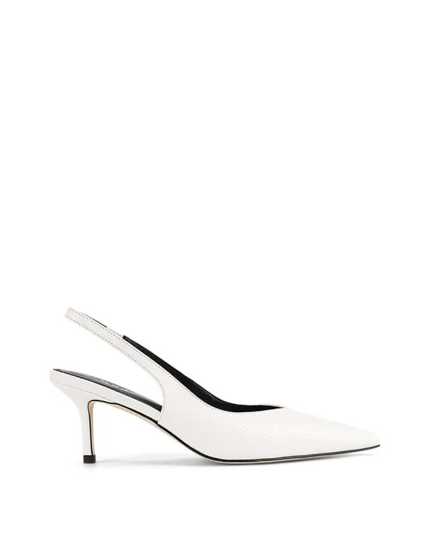 Yory Slingback Kitten Heels - Chalk White Snake Leather sold by Siren Shoes