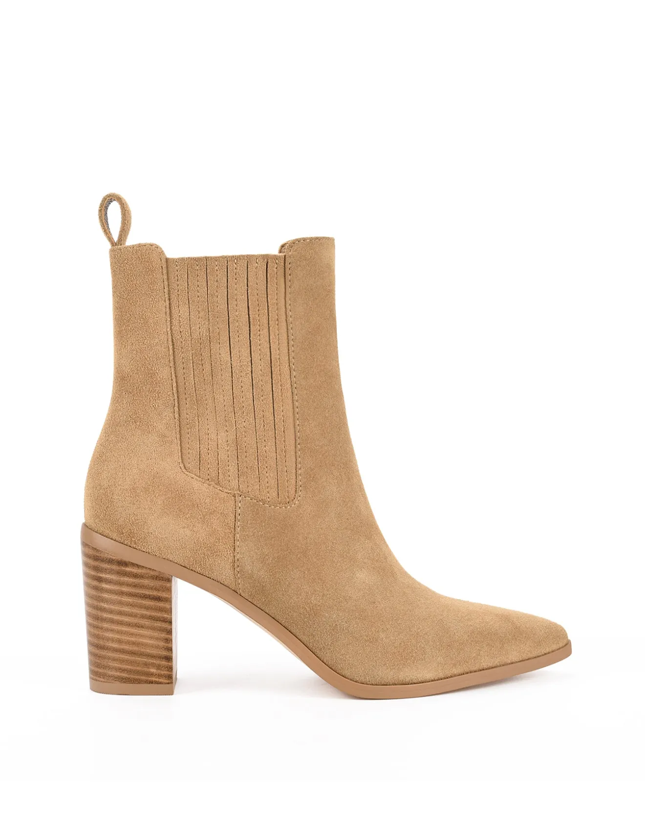 Clancy Gusset Ankle Boot - Taupe Suede sold by Siren Shoes