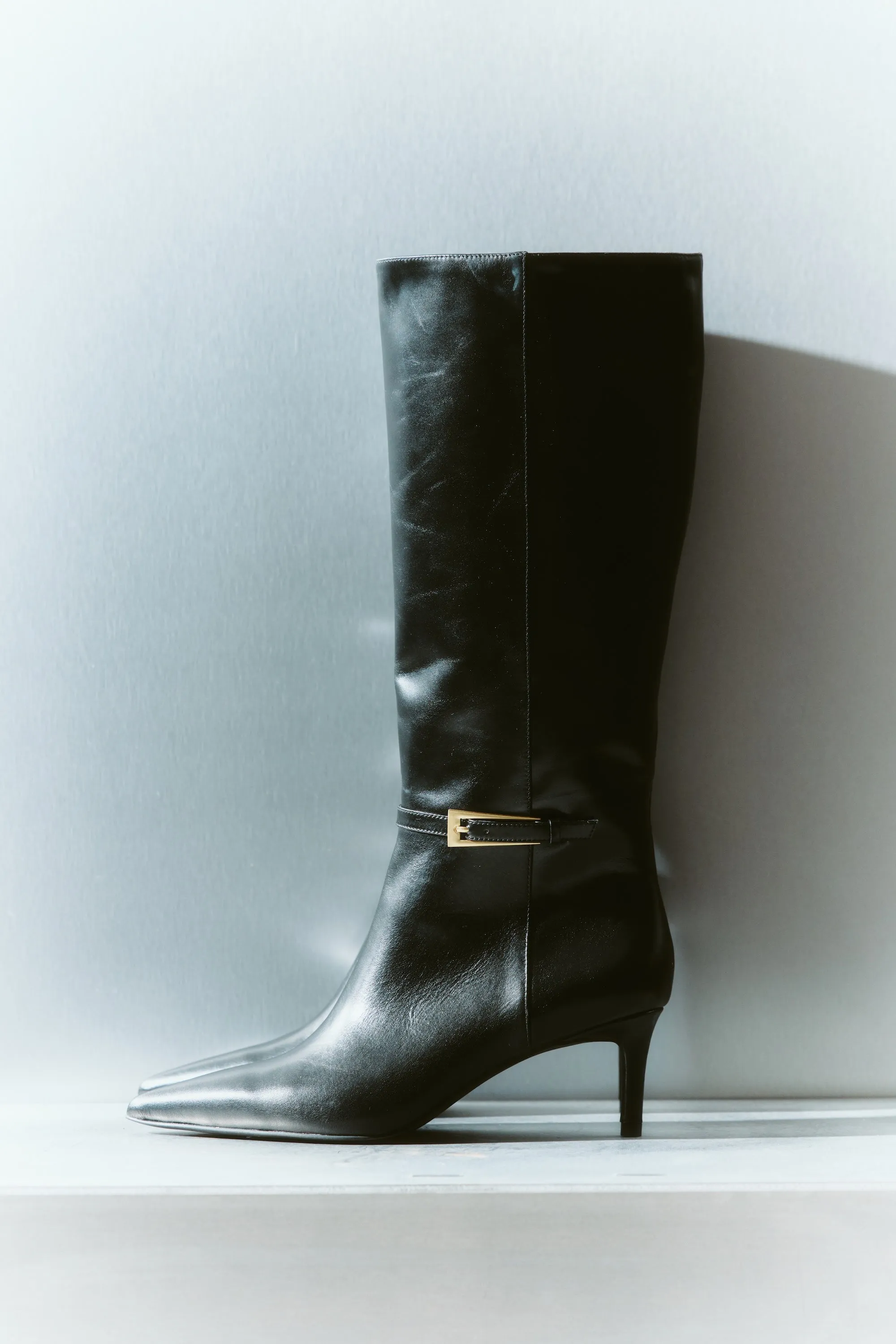 Drake Stiletto Long Boots - Black High Shine Leather sold by Siren Shoes product image thumbnail 4