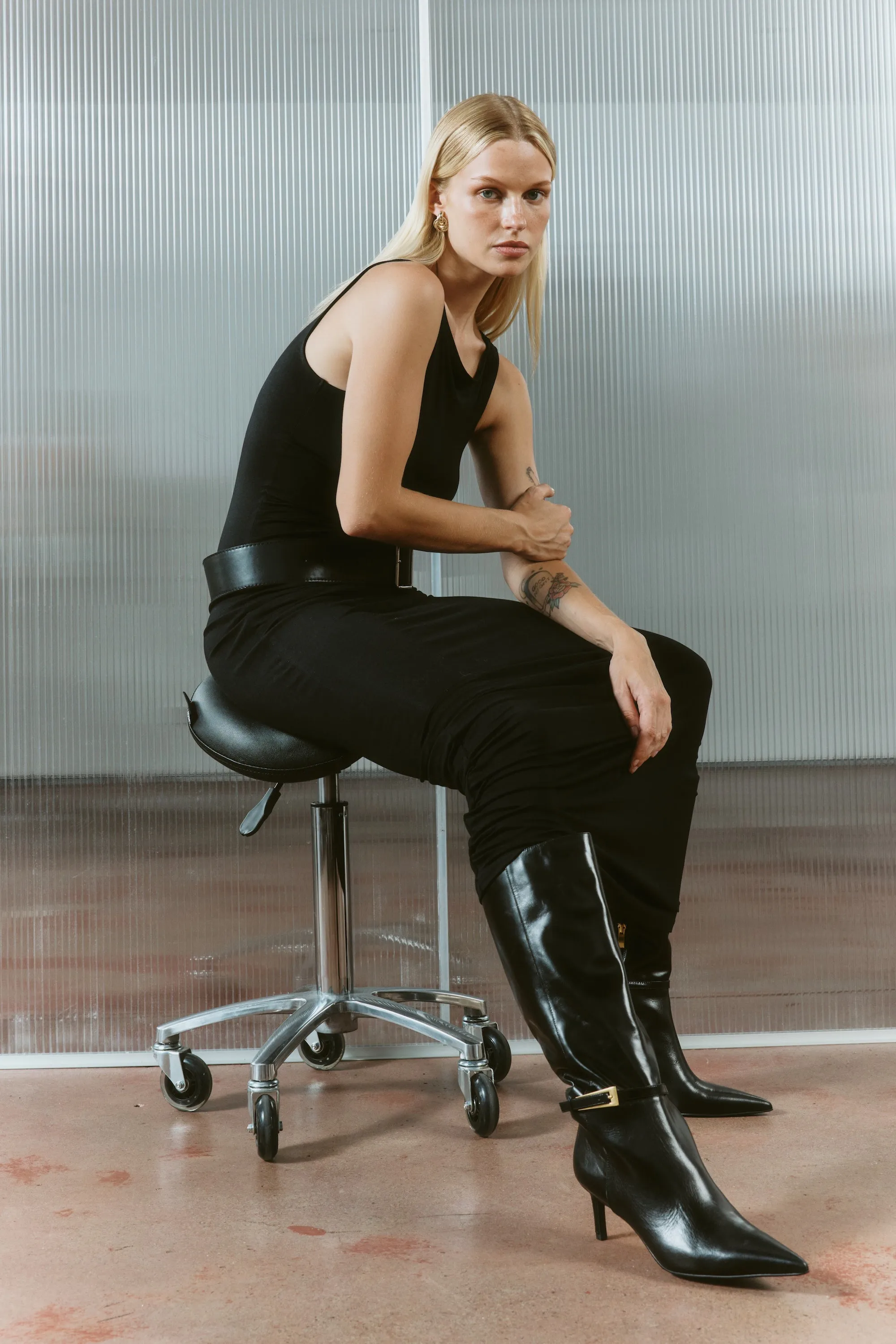 Drake Stiletto Long Boots - Black High Shine Leather sold by Siren Shoes product image thumbnail 2