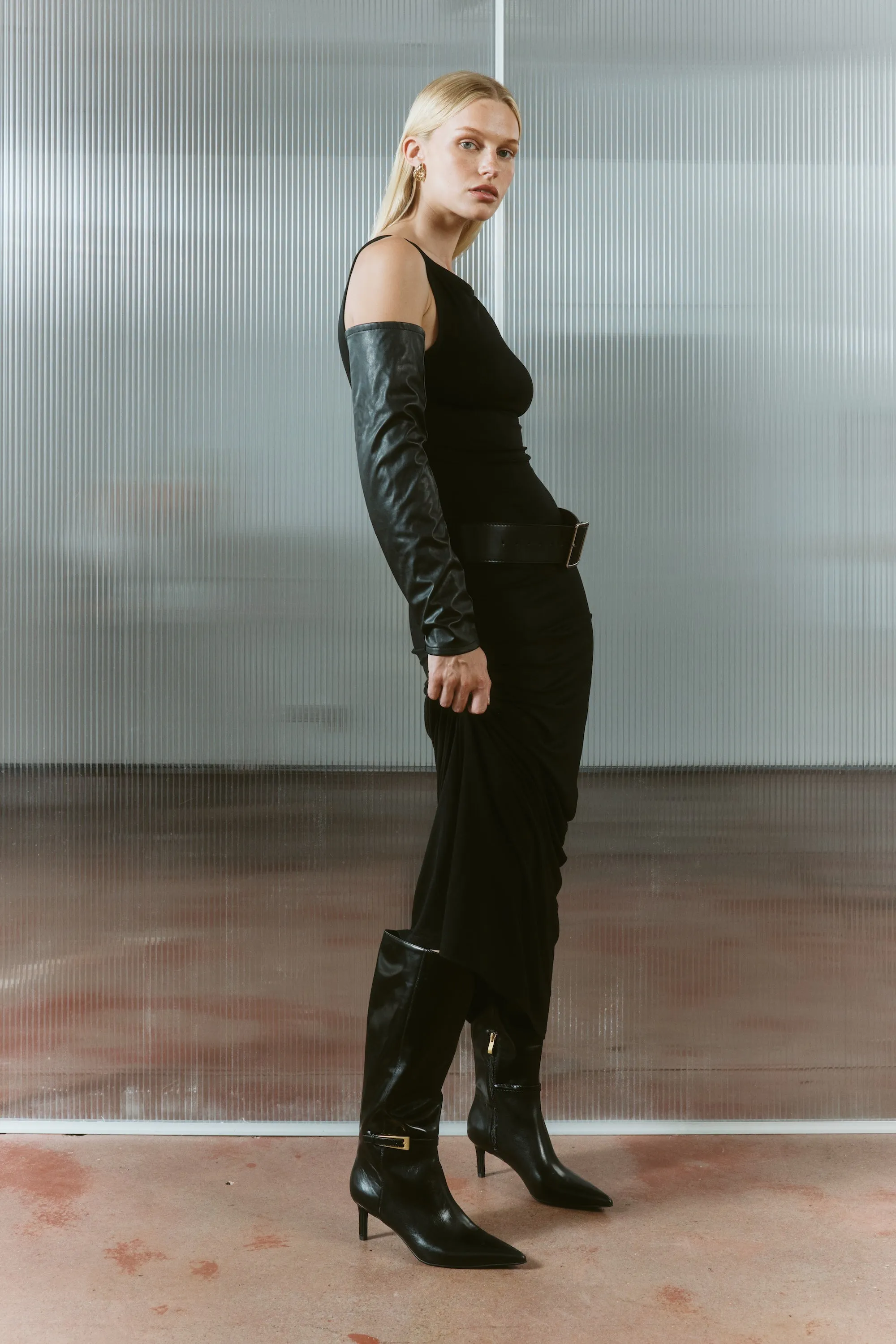 Drake Stiletto Long Boots - Black High Shine Leather sold by Siren Shoes product image thumbnail 3