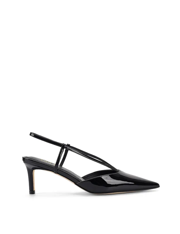 Dreamer Slingback Kitten Heels - Black Patent Leather sold by Siren Shoes