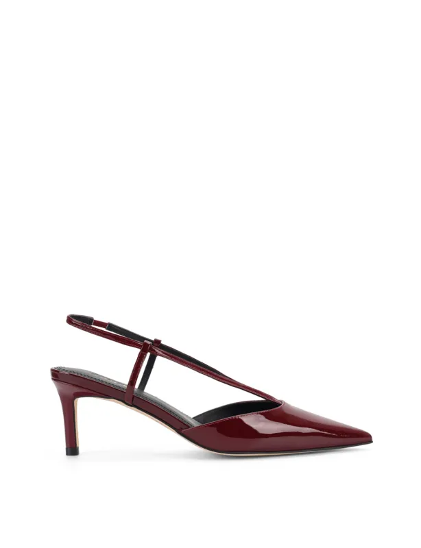 Dreamer Slingback Kitten Heels - Wine Patent Leather sold by Siren Shoes
