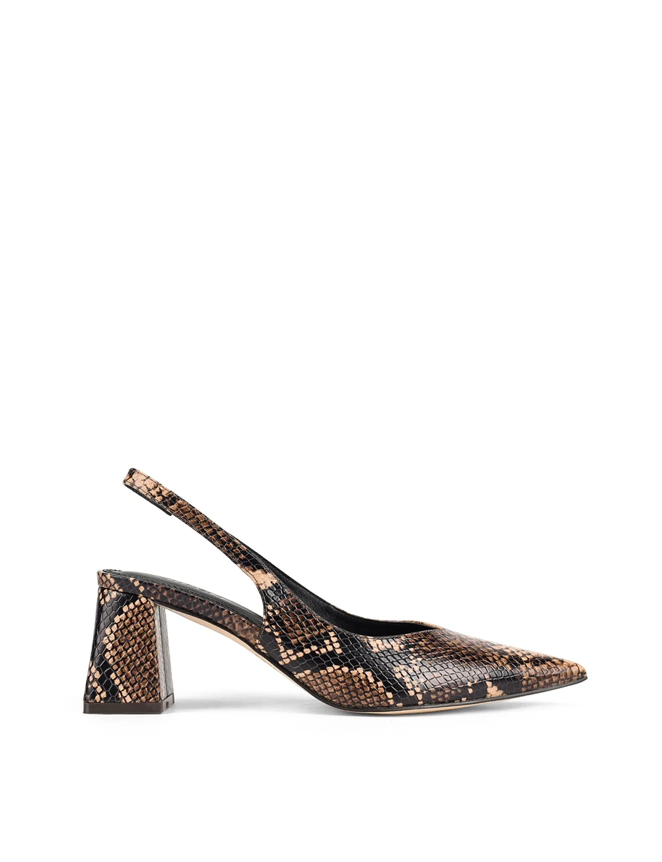 Yankee Slingback Block Heel - Brown Snake Leather sold by Siren Shoes