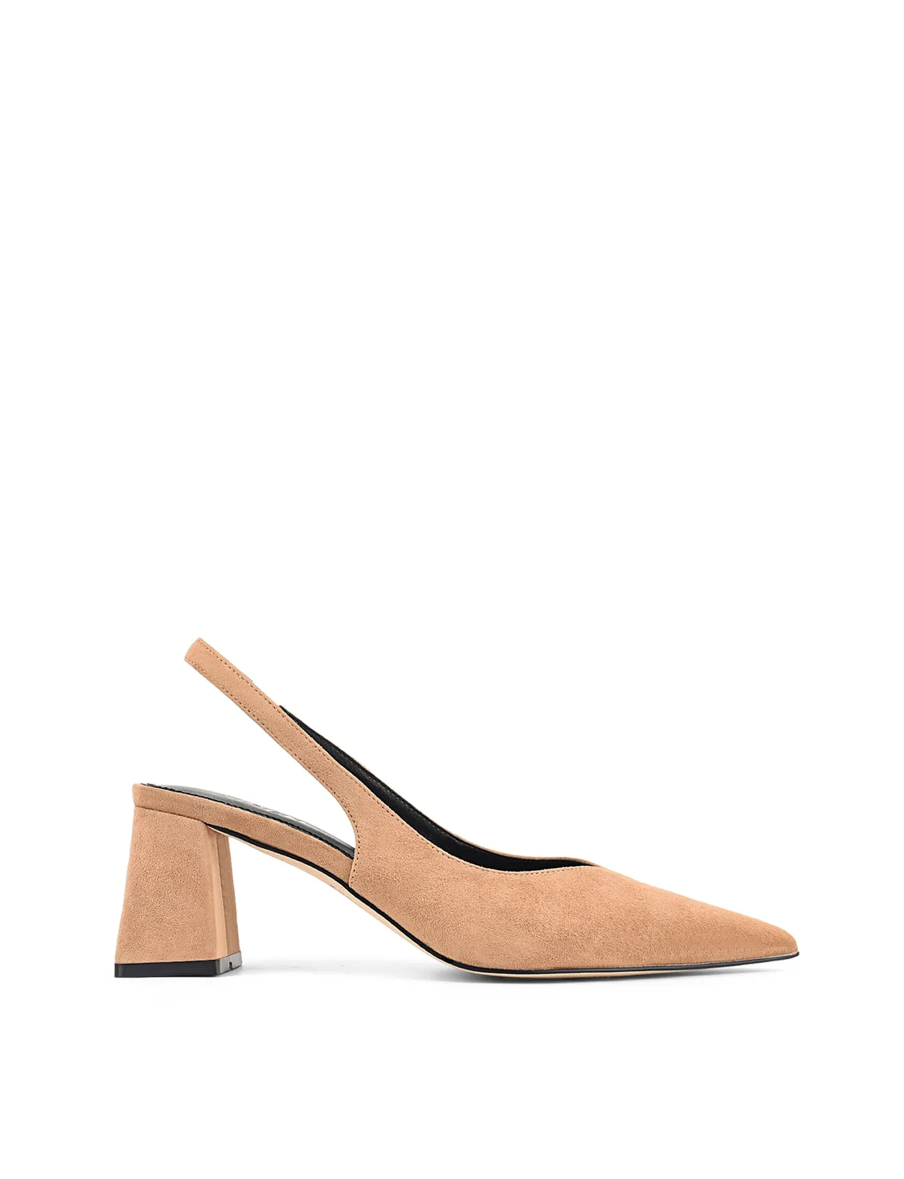 Yankee Slingback Block Heel - Camel Tan Suede sold by Siren Shoes