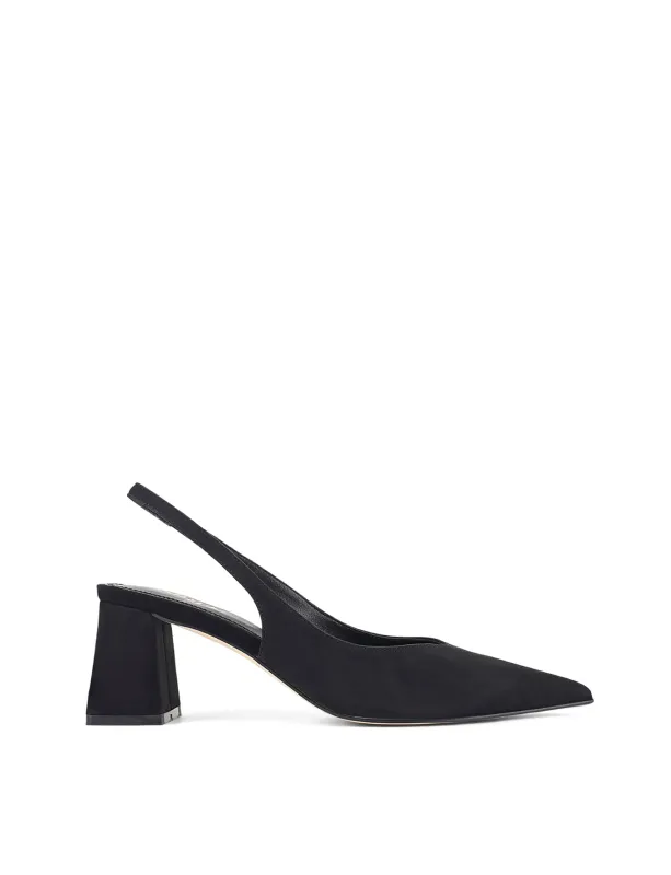 Yankee Slingback Block Heel - Black Suede sold by Siren Shoes