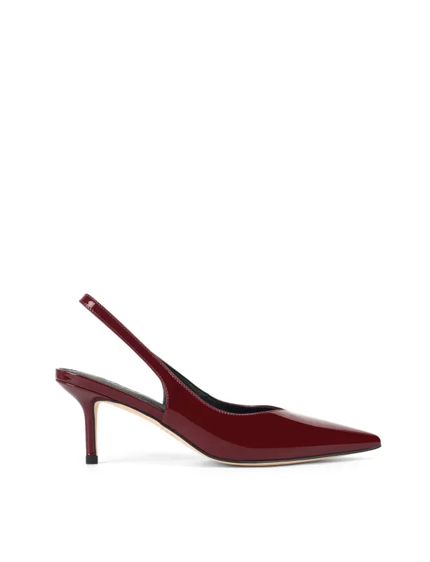 Yory Slingback Kitten Heels - Wine Patent Leather sold by Siren Shoes