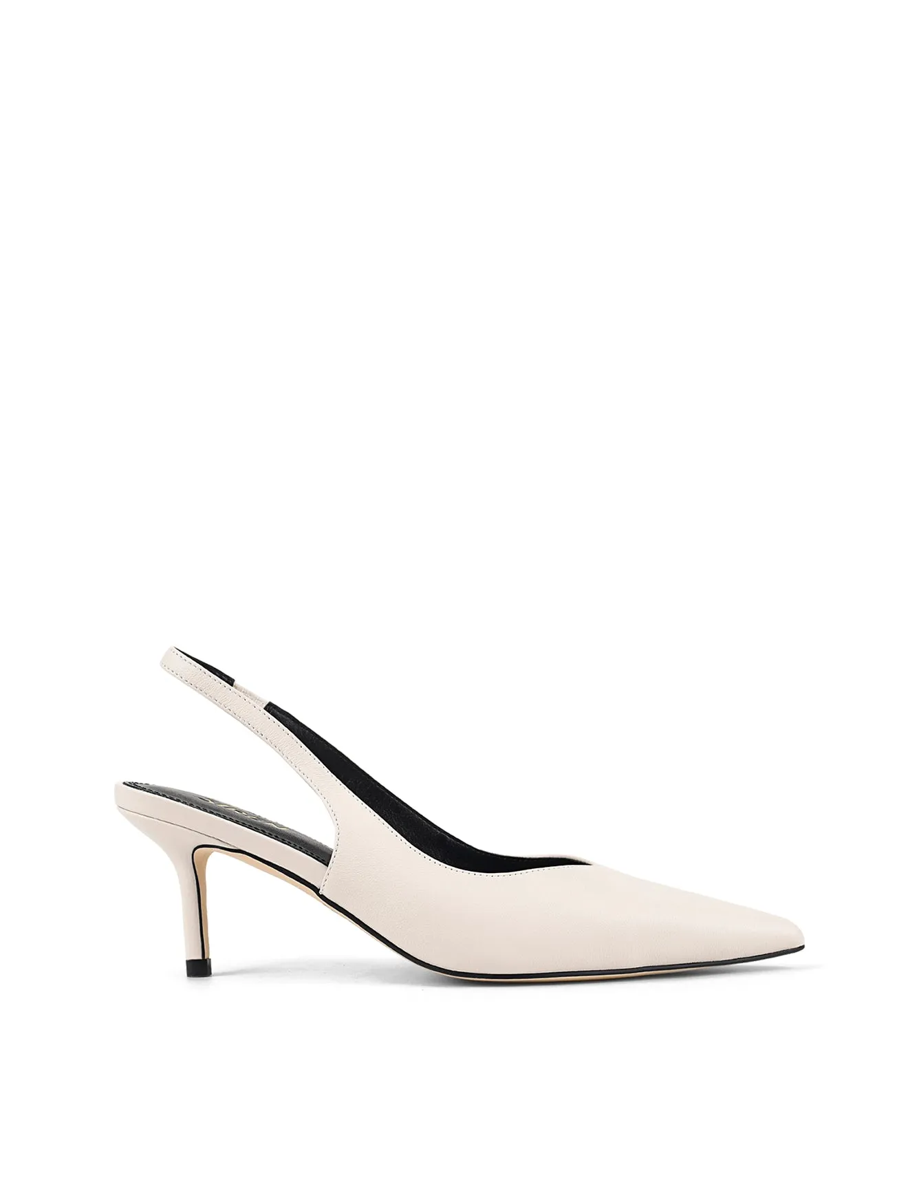Yory Slingback Kitten Heels - Chalk White Leather sold by Siren Shoes