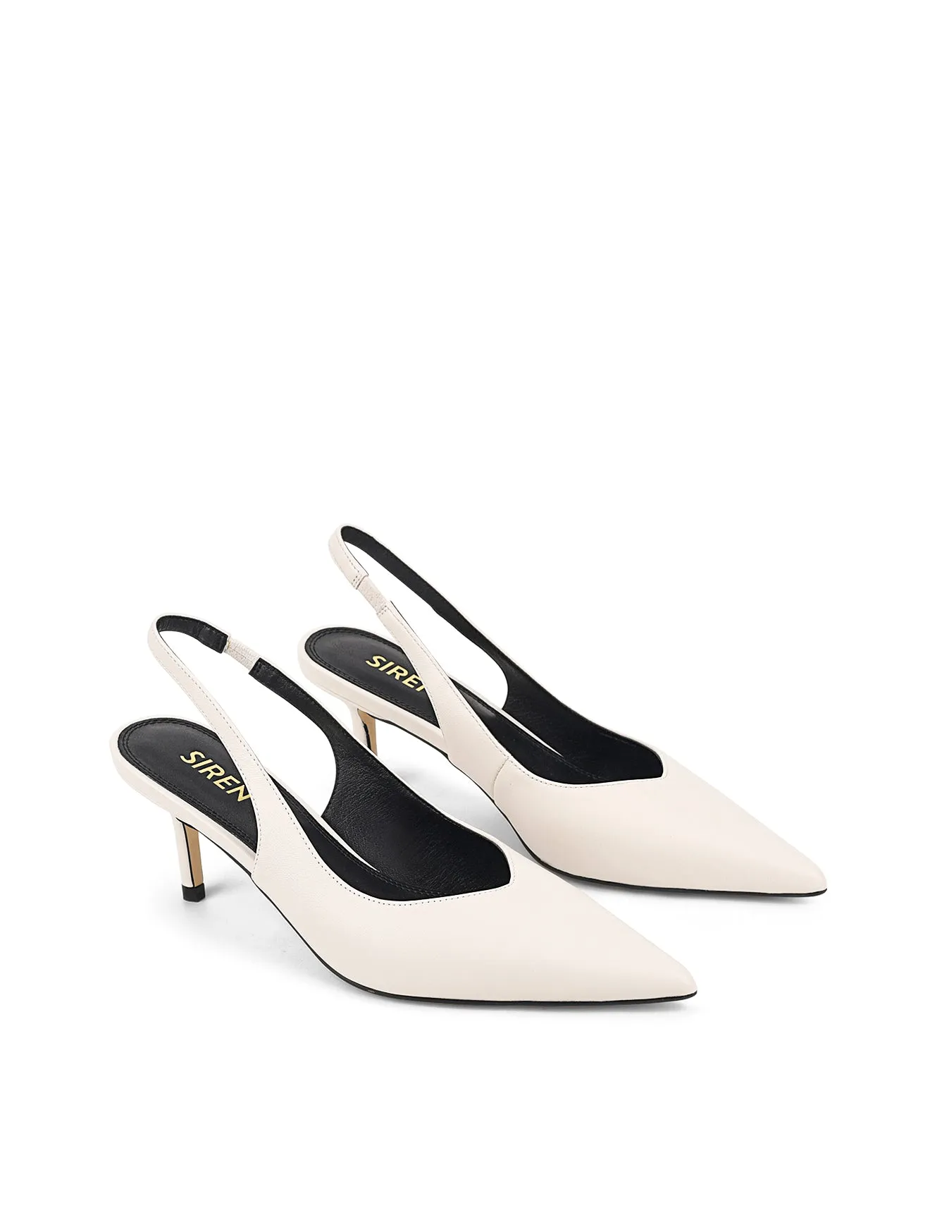 Yory Slingback Kitten Heels - Chalk White Leather sold by Siren Shoes product image thumbnail 2