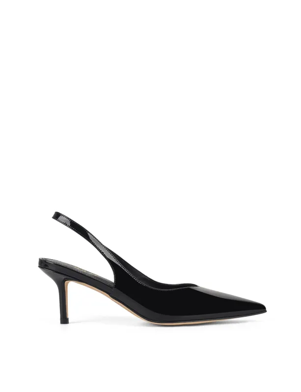 Yory Slingback Kitten Heels - Black Patent Leather sold by Siren Shoes
