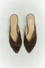 Mabel Point Toe Mules - Chocolate Brown Suede sold by Siren Shoes