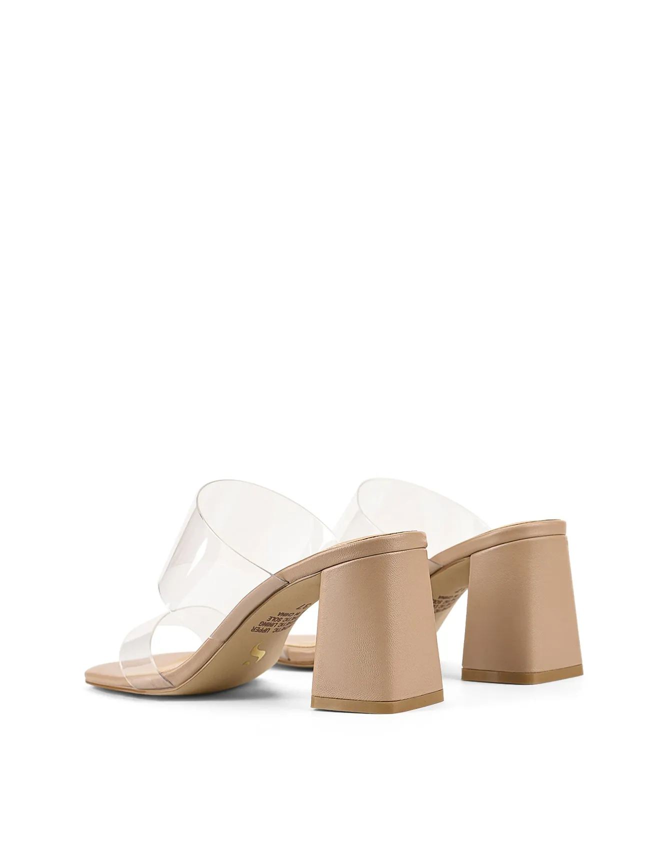 Strife Block Heel Mules - Seashell Nude Leather & Vinylite sold by Siren Shoes product image thumbnail 4