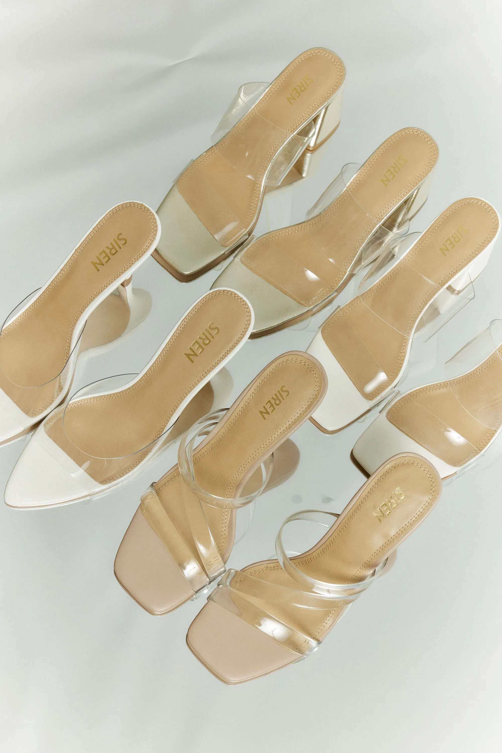 Strife Block Heel Mules - Gold Metallic Leather & Vinylite sold by Siren Shoes product image thumbnail 3