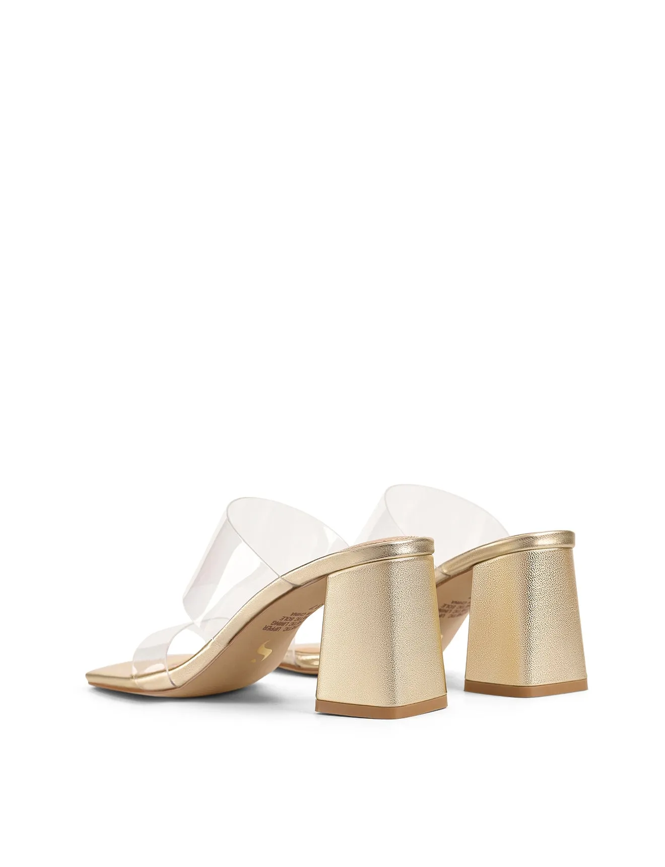 Strife Block Heel Mules - Gold Metallic Leather & Vinylite sold by Siren Shoes product image thumbnail 5