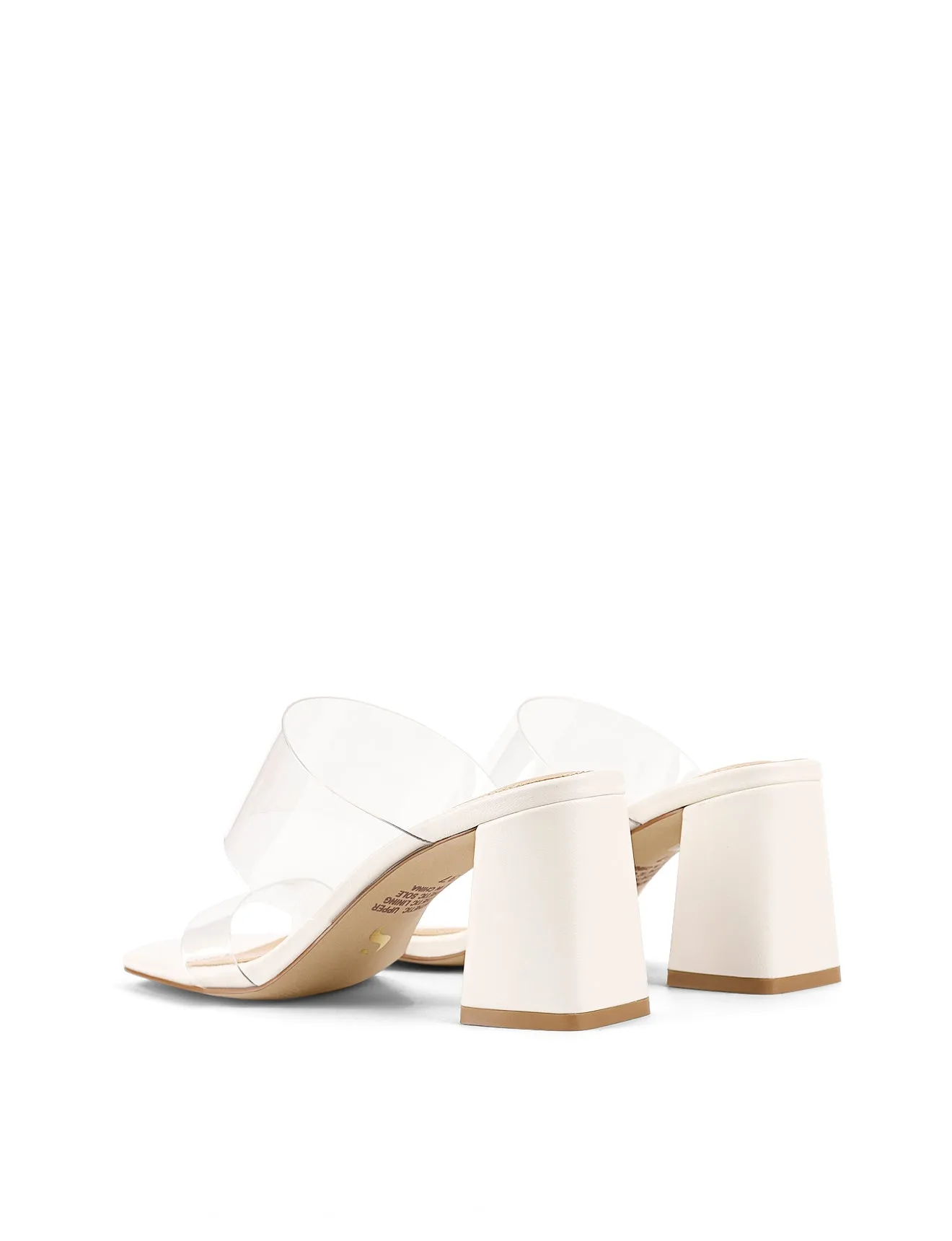 Strife Block Heel Mules - Chalk White Leather & Vinylite sold by Siren Shoes product image thumbnail 4