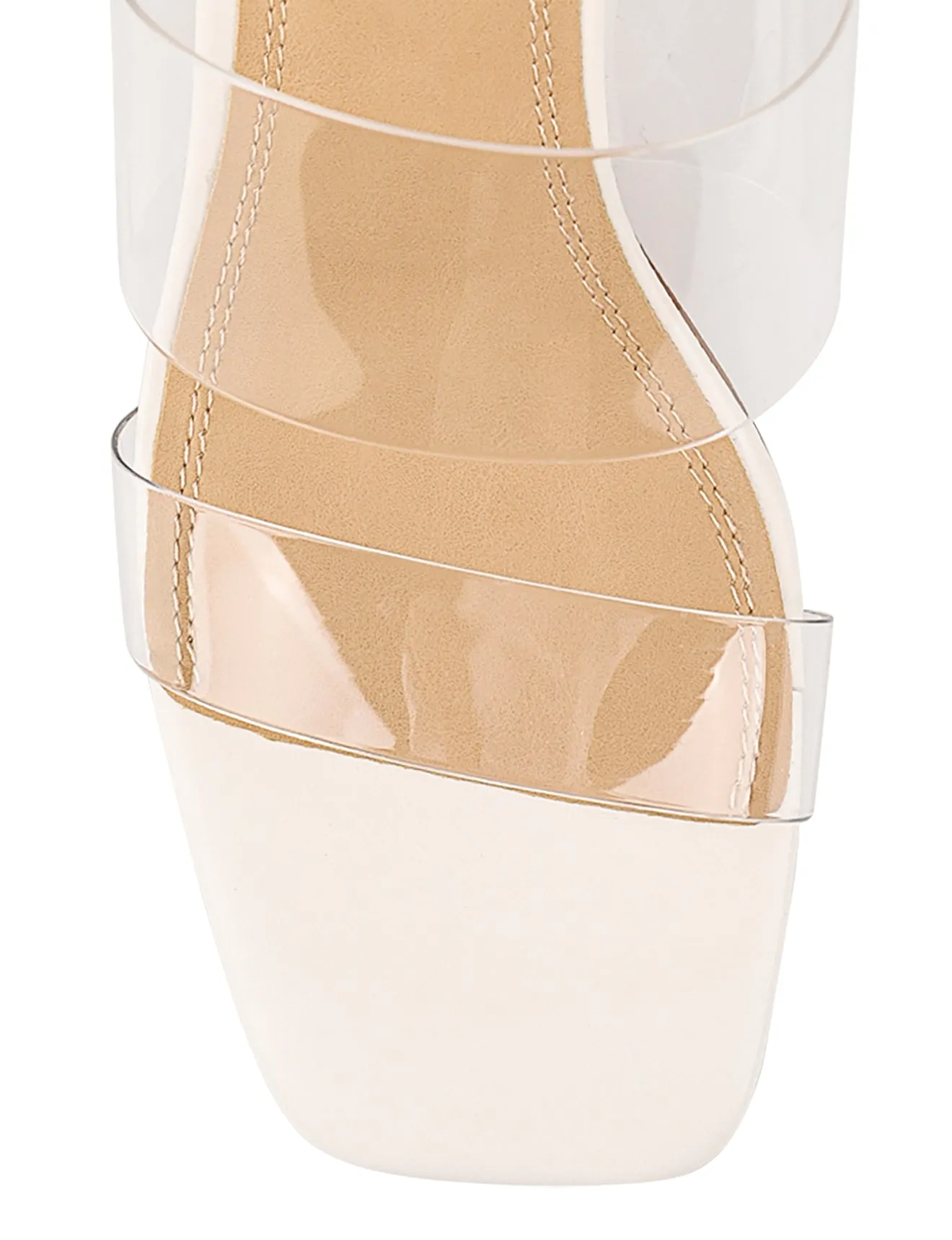 Strife Block Heel Mules - Chalk White Leather & Vinylite sold by Siren Shoes product image thumbnail 5