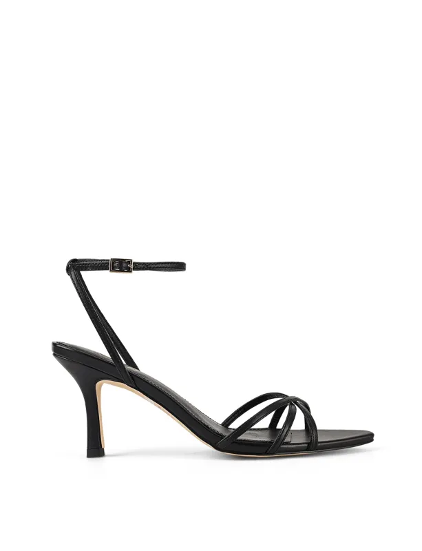 Madison Point Toe Strappy Heel - Black Leather sold by Siren Shoes