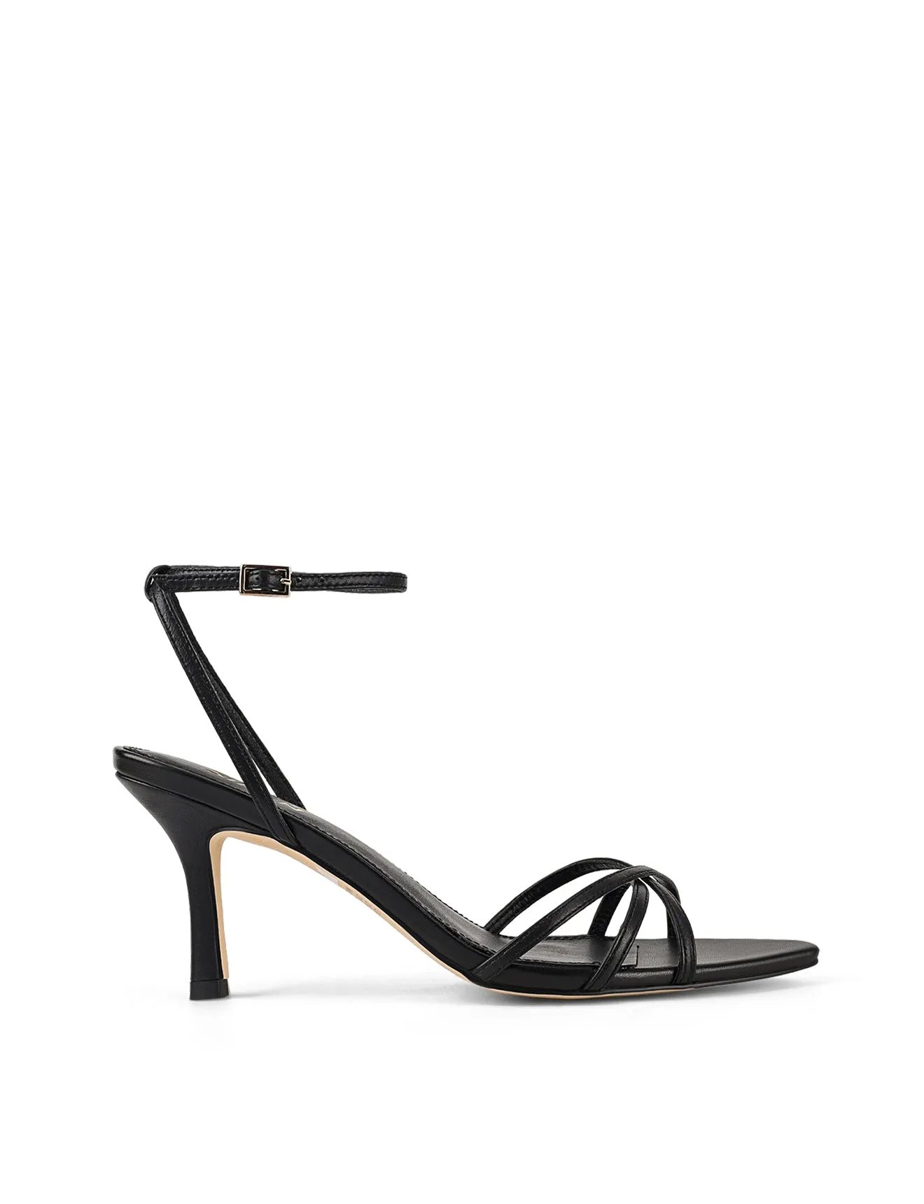 Madison Point Toe Strappy Heel - Black Leather sold by Siren Shoes