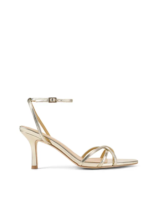 Madison Point Toe Strappy Heel - Gold Metallic Leather sold by Siren Shoes