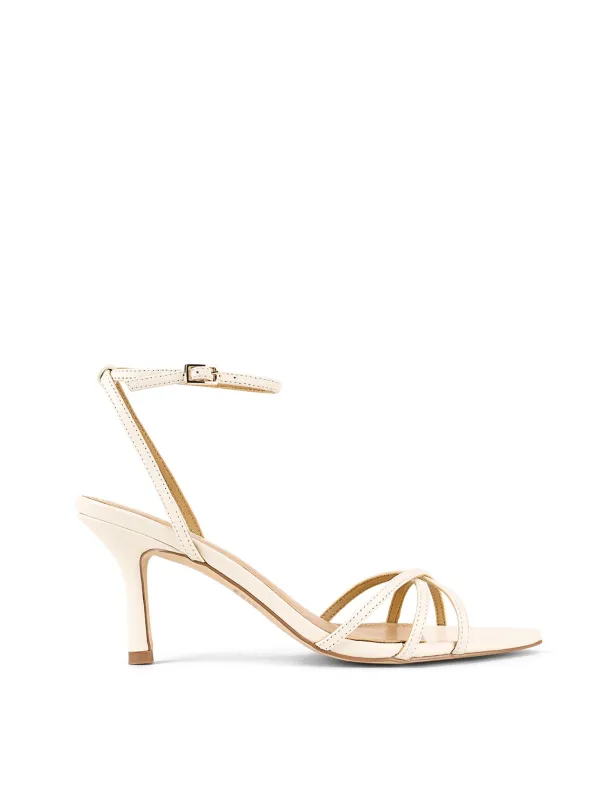 Madison Point Toe Strappy Heel - Chalk White Leather sold by Siren Shoes
