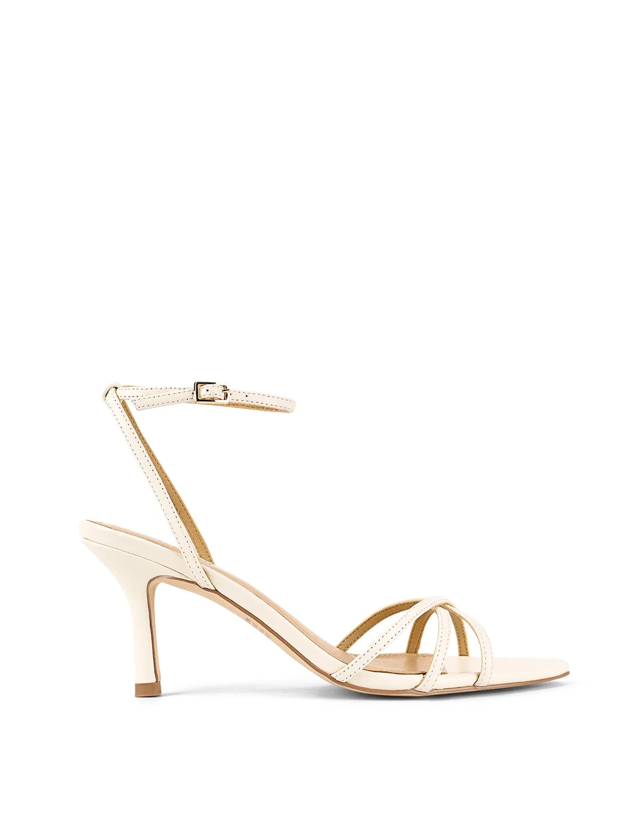 Madison Point Toe Strappy Heel - Chalk White Leather sold by Siren Shoes