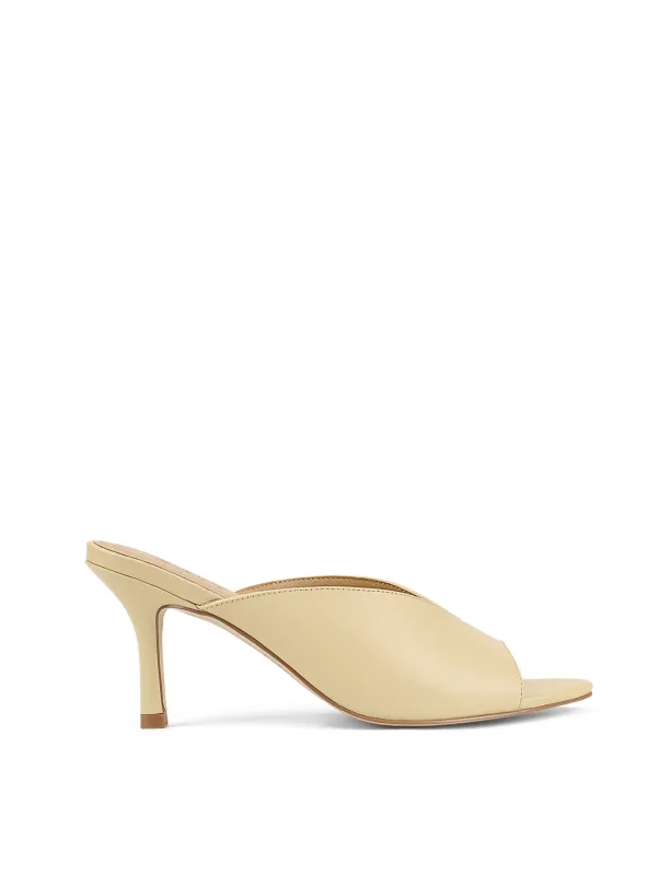 Mabel Point Toe Mules - Custard Yellow Leather sold by Siren Shoes
