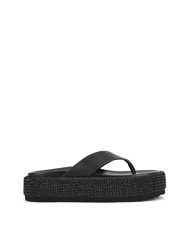 Apple Flatform Sandals - Black Weave/Black Leather sold by Siren Shoes