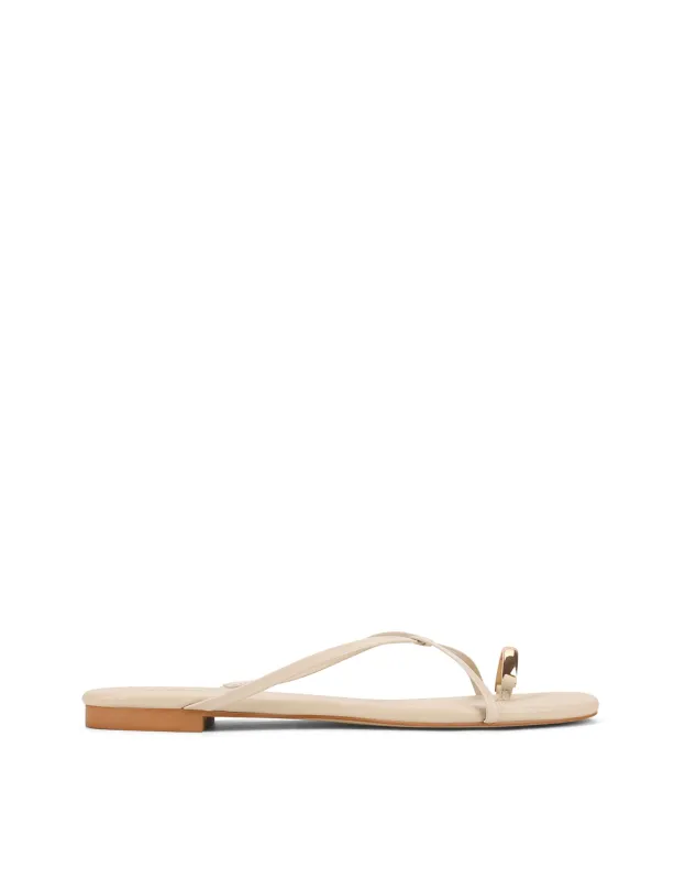 Mikki Flat Strappy Sandals - Bone Leather made by Siren Shoes