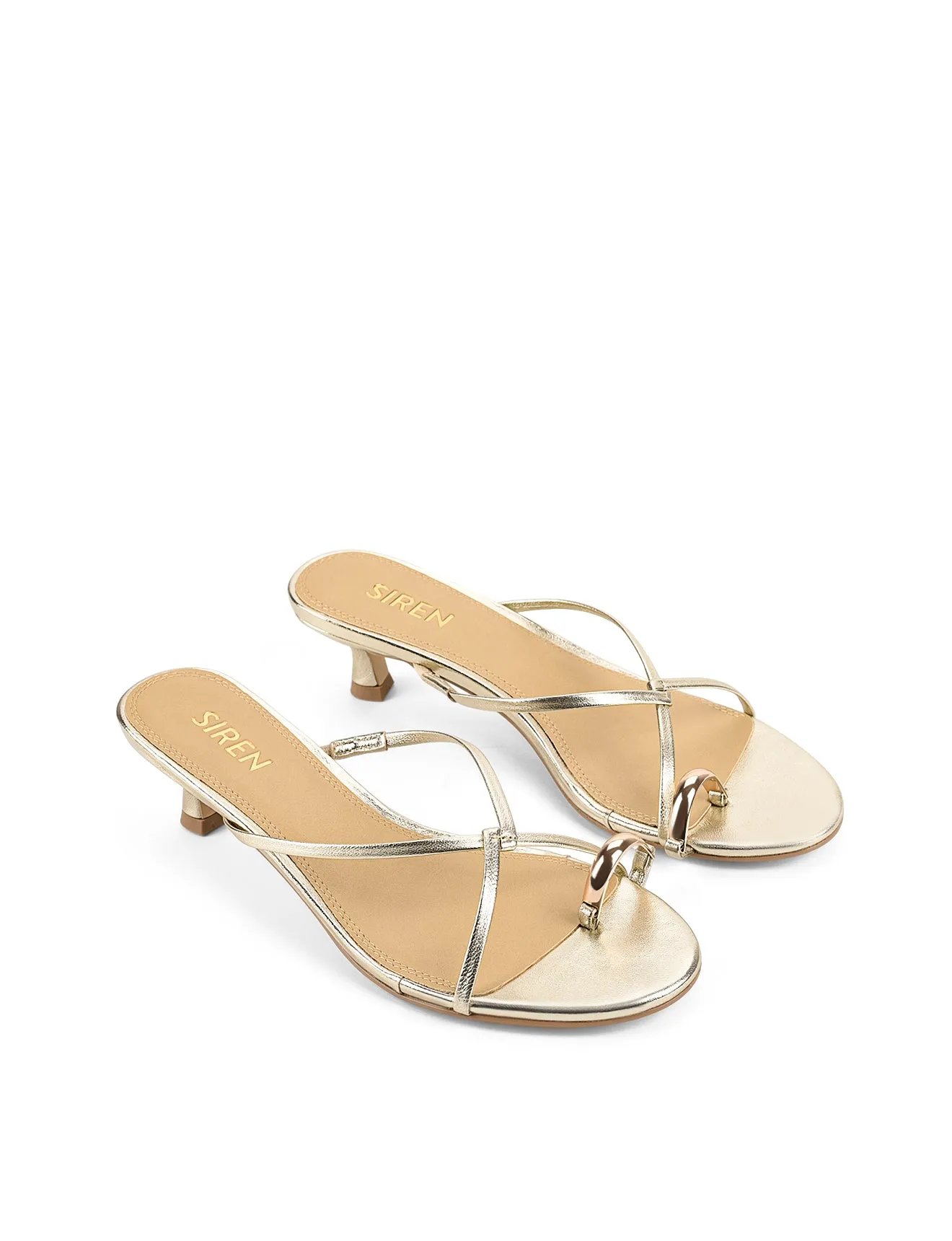 Xane Kitten Heel Thongs - Gold Metallic Leather sold by Siren Shoes product image thumbnail 2