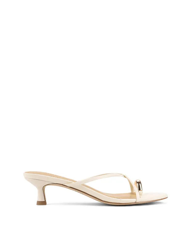 Xane Kitten Heel Thongs - Chalk White Leather sold by Siren Shoes