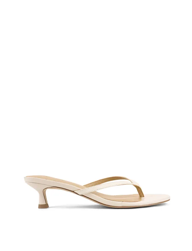 Xabi Kitten Heel Thongs - Chalk White Leather sold by Siren Shoes