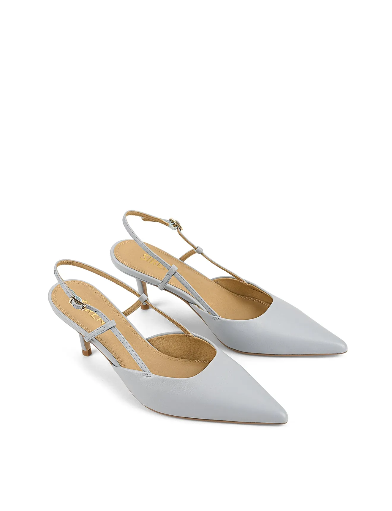 Yoyo Slingback Kitten Heels - Soft Blue Leather sold by Siren Shoes product image thumbnail 2