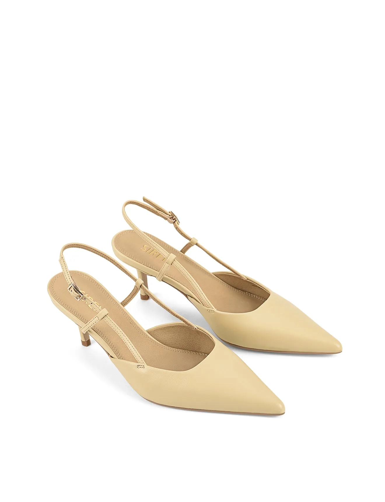 Yoyo Slingback Kitten Heels - Custard Yellow Leather sold by Siren Shoes product image thumbnail 2