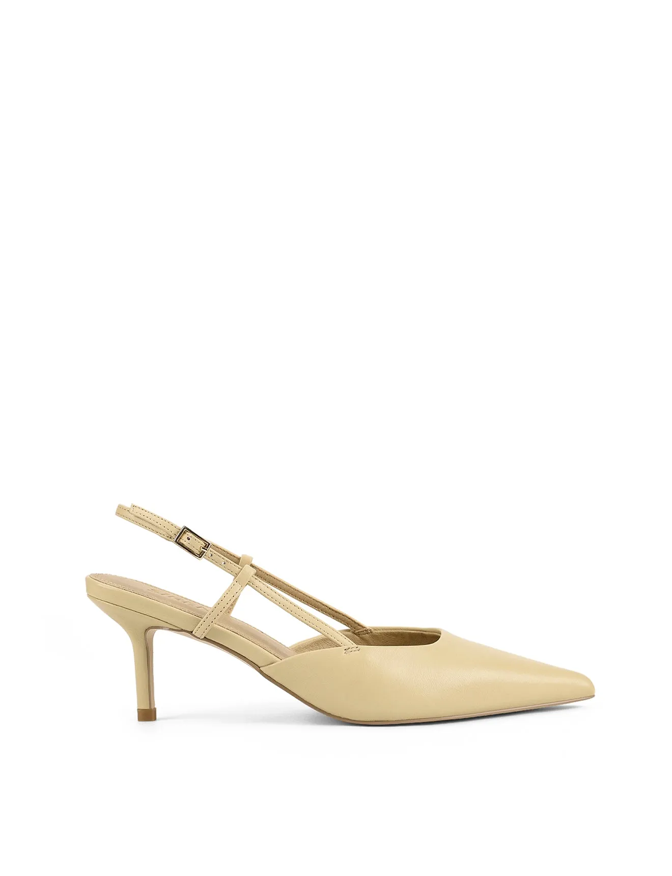 Yoyo Slingback Kitten Heels - Custard Yellow Leather sold by Siren Shoes