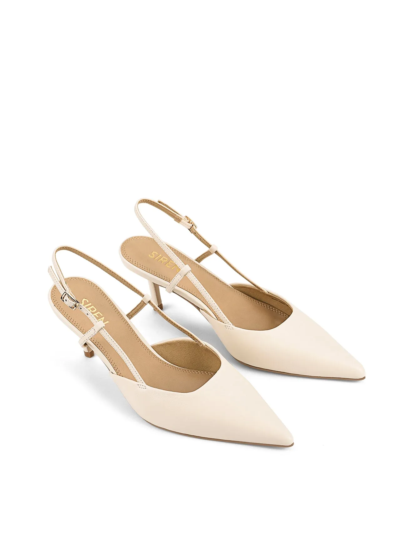 Yoyo Slingback Kitten Heels - Cream White Leather sold by Siren Shoes product image thumbnail 2