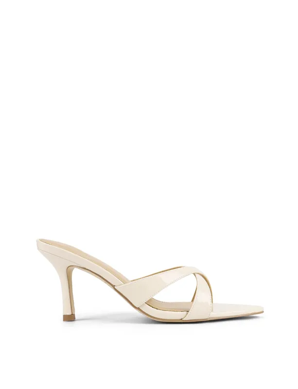 Maple Point Toe Mules - Cream White Patent Leather made by Siren Shoes