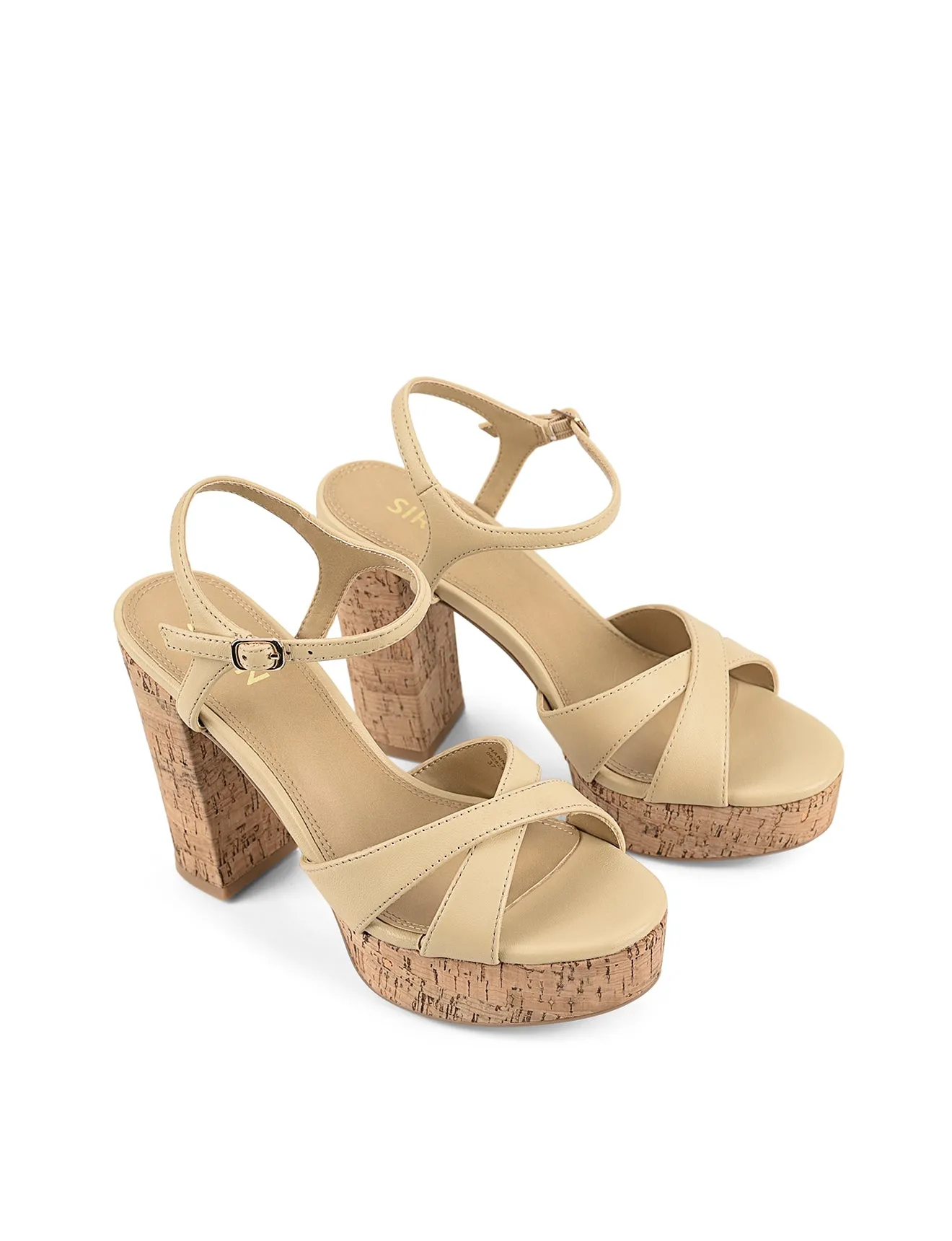 Hannah Platform Sandals - Custard Yellow Leather & Cork sold by Siren Shoes product image thumbnail 2