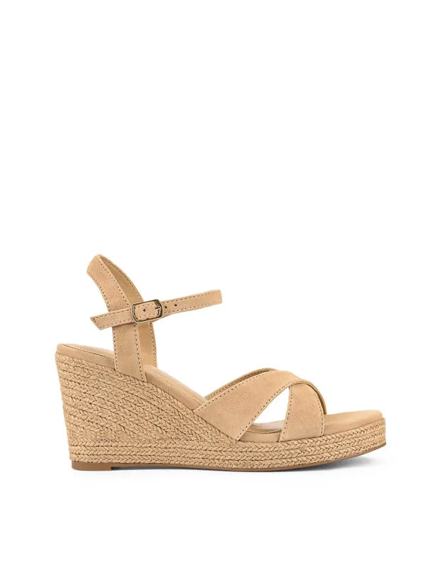 Remington Rope Wedges - Camel Suede sold by Siren Shoes