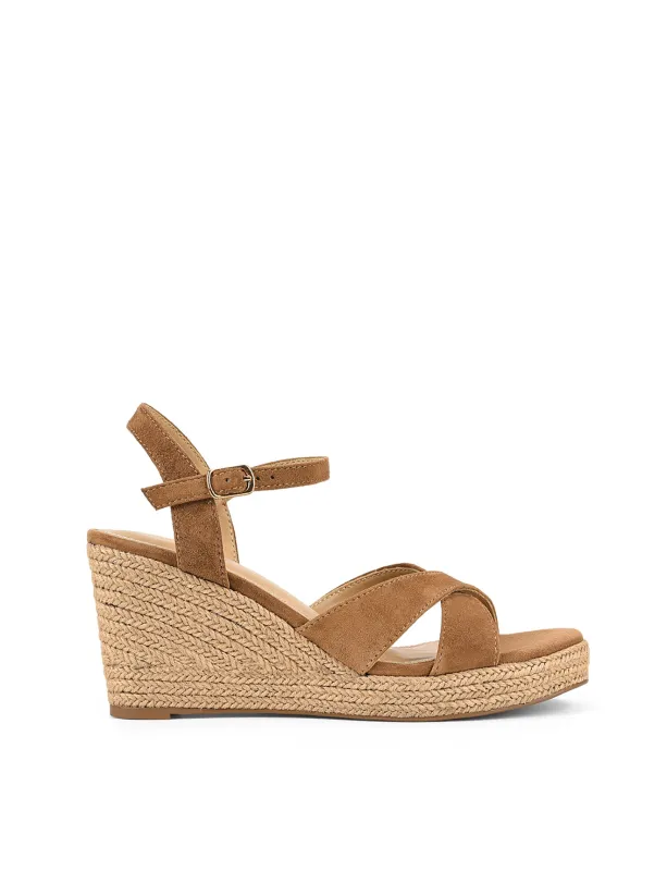 Remington Rope Wedges - Tobacco Suede sold by Siren Shoes