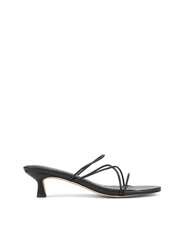 Xala Strappy Kitten Heels - Black Leather sold by Siren Shoes