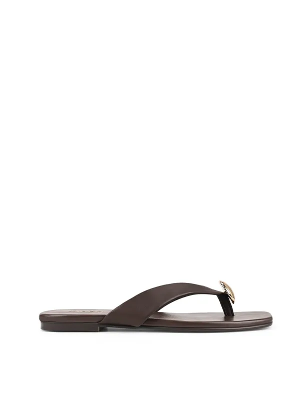 Evie Strappy Flat Sandals - Chocolate Brown Leather sold by Siren Shoes