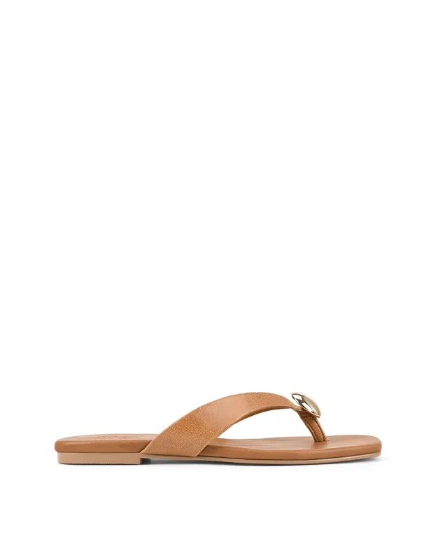 Evie Strappy Flat Sandals - Tan Leather sold by Siren Shoes