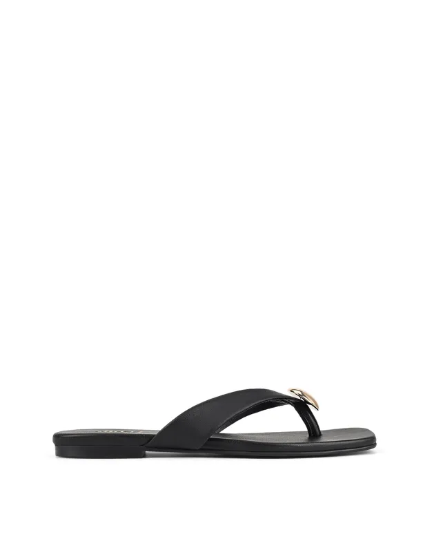 Evie Strappy Flat Sandals - Black Leather sold by Siren Shoes